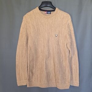 CHAPS Crest Knit Sweater – Tan – Oversized Fit M/L